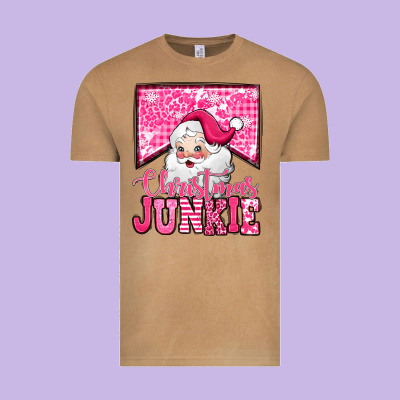 Pink Christmas Junkie Santa Claus Vintage Tee Designed By Jasminsmagicworld