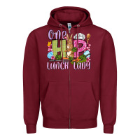 Burgundy Easter Day One hip Lunch Lady Zipper Hoodie - OliviaCreatesArt