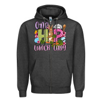 Charcoal Heather Easter Day One hip Lunch Lady Zipper Hoodie - OliviaCreatesArt