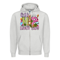 Dove Grey Easter Day One hip Lunch Lady Zipper Hoodie - OliviaCreatesArt
