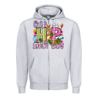 Heather Grey Easter Day One hip Lunch Lady Zipper Hoodie - OliviaCreatesArt