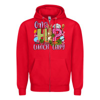 Red Easter Day One hip Lunch Lady Zipper Hoodie - OliviaCreatesArt