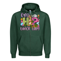Sports Green Easter Day One hip Lunch Lady Zipper Hoodie - OliviaCreatesArt