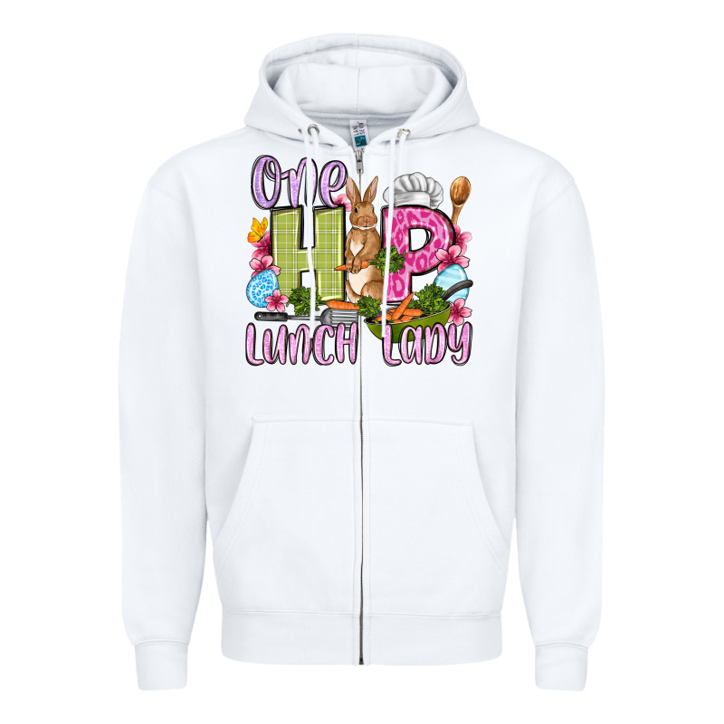Easter Day One Hip Lunch Lady Zipper Hoodie by OliviaCreatesArt | Teevron