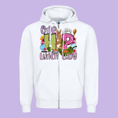 Easter Day One Hip Lunch Lady Zipper Hoodie Designed By Oliviacreatesart