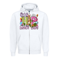 White Easter Day One hip Lunch Lady Zipper Hoodie - OliviaCreatesArt