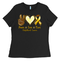 Peace Love Cure Childhood Cancer Ladies Tee | Teevron