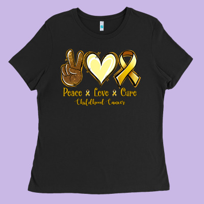 Peace Love Cure Childhood Cancer Ladies Tee Designed By Jasminsmagicworld