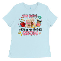 Baby Blue 100 days of watching my students grow Ladies Tee - MaliasSmallBusiness