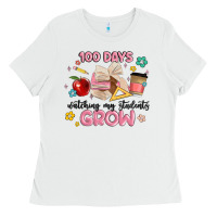 White 100 days of watching my students grow Ladies Tee - MaliasSmallBusiness