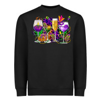 Black mardi gras wine glasses cowgirl Heavyweight Sweatshirt - CowGirlArtShop