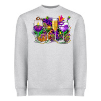 Heather Grey mardi gras wine glasses cowgirl Heavyweight Sweatshirt - CowGirlArtShop