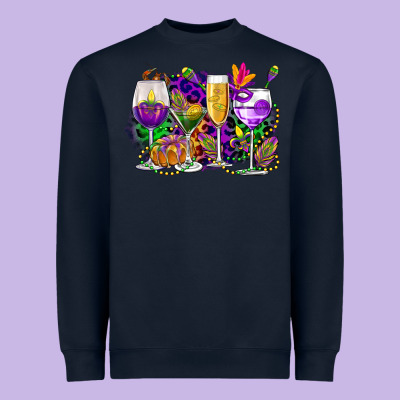 Mardi Gras Wine Glasses Cowgirl Heavyweight Sweatshirt Designed By Cowgirlartshop