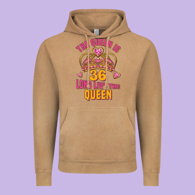The Queen Is 36 Long Live The Queen Vintage Hoodie Designed By Jasminsmagicworld