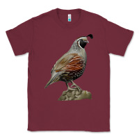 Burgundy California Quail Bird Classic Tee - RanaPortraitStore