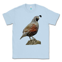 Dusty Blue California Quail Bird Classic Tee - RanaPortraitStore