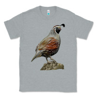 Heather Grey California Quail Bird Classic Tee - RanaPortraitStore