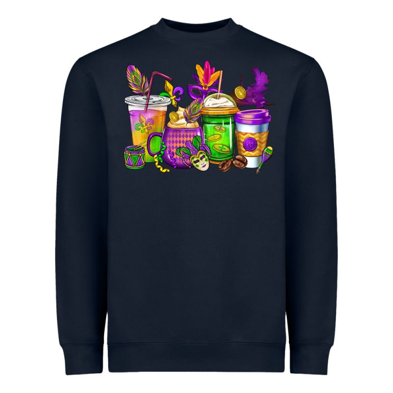 Mardi Gras Coffee Cups Cowgirl Heavyweight Sweatshirt by CowGirlArtShop | Teevron
