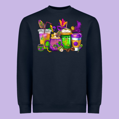 Mardi Gras Coffee Cups Cowgirl Heavyweight Sweatshirt Designed By Cowgirlartshop