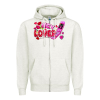 Oatmeal Heather Hey lover flip phone Valentine's Day Zipper Hoodie - FaDigitalArtStudio