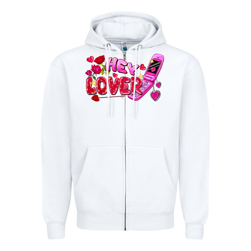 Hey Lover Flip Phone Valentine's Day Zipper Hoodie by FaDigitalArtStudio | Teevron