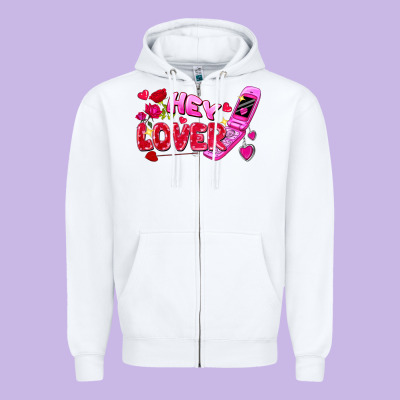 Hey Lover Flip Phone Valentine's Day Zipper Hoodie Designed By Fadigitalartstudio