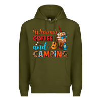 Army Green weekends coffee and camping frappe coffee Premium Hoodie - FaDigitalArtStudio