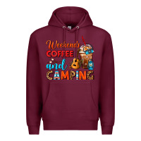 Burgundy weekends coffee and camping frappe coffee Premium Hoodie - FaDigitalArtStudio