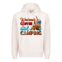 Pale Pink weekends coffee and camping frappe coffee Premium Hoodie - FaDigitalArtStudio