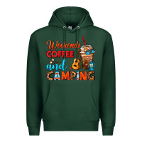 Sports Green weekends coffee and camping frappe coffee Premium Hoodie - FaDigitalArtStudio