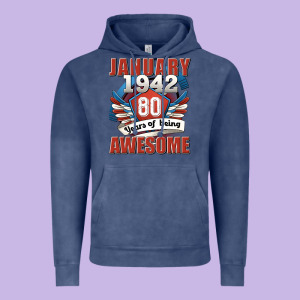 January 1942 80 Years Of Being Awesome Vintage Hoodie Designed By Jasminsmagicworld