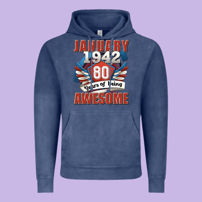 January 1942 80 Years Of Being Awesome Vintage Hoodie Designed By Jasminsmagicworld