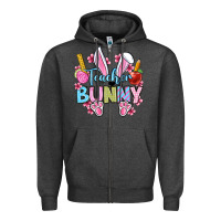 Charcoal Heather Easter Teacher bunny Zipper Hoodie - OliviaCreatesArt