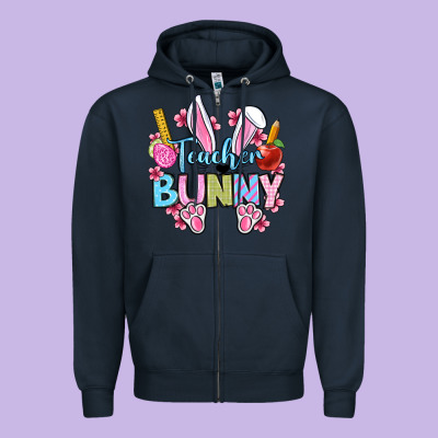 Easter Teacher Bunny Zipper Hoodie Designed By Oliviacreatesart
