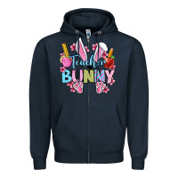 Navy Easter Teacher bunny Zipper Hoodie - OliviaCreatesArt