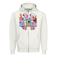 Oatmeal Heather Easter Teacher bunny Zipper Hoodie - OliviaCreatesArt