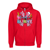 Red Easter Teacher bunny Zipper Hoodie - OliviaCreatesArt