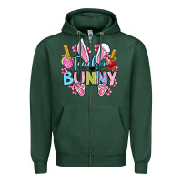 Sports Green Easter Teacher bunny Zipper Hoodie - OliviaCreatesArt