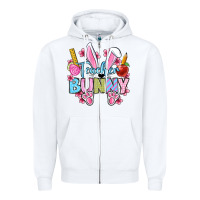 White Easter Teacher bunny Zipper Hoodie - OliviaCreatesArt