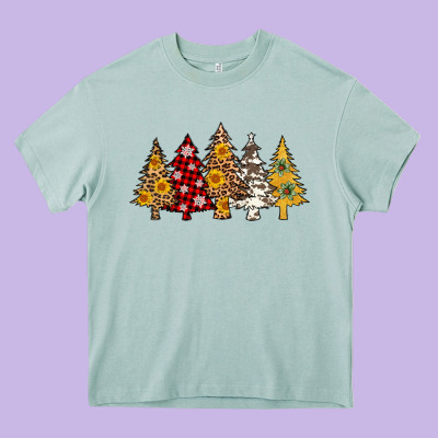 Leopard Christmas Trees Heavy Core Tee Designed By Adodesignshop