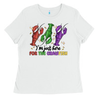 White i'm just here for the crawfish Ladies Tee - MaliasSmallBusiness