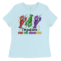 Baby Blue i'm just here for the crawfish Ladies Tee - MaliasSmallBusiness