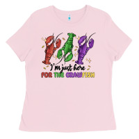 Bubblegum Pink i'm just here for the crawfish Ladies Tee - MaliasSmallBusiness
