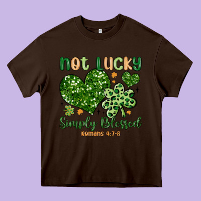 Not Lucky Simply Blessed Heavy Core Tee Designed By Maliassmallbusiness