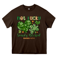 Chocolate Brown not lucky simply blessed Heavy Core Tee - MaliasSmallBusiness
