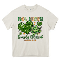 Cream not lucky simply blessed Heavy Core Tee - MaliasSmallBusiness