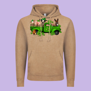 St Patricks Farm Animals Truck Vintage Hoodie Designed By Jasminsmagicworld
