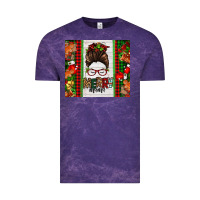 Cloud Purple Christmas merry mama messy bun Vintage Tee - Jasminsmagicworld