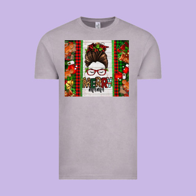 Christmas Merry Mama Messy Bun Vintage Tee Designed By Jasminsmagicworld