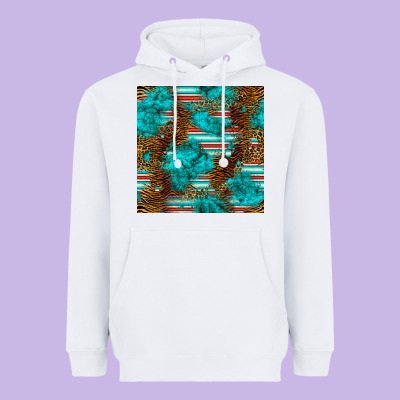 Turquoise Serape Leopard Seamless Pattern Heavyweight Hoodie Designed By Bundleandbundleshop